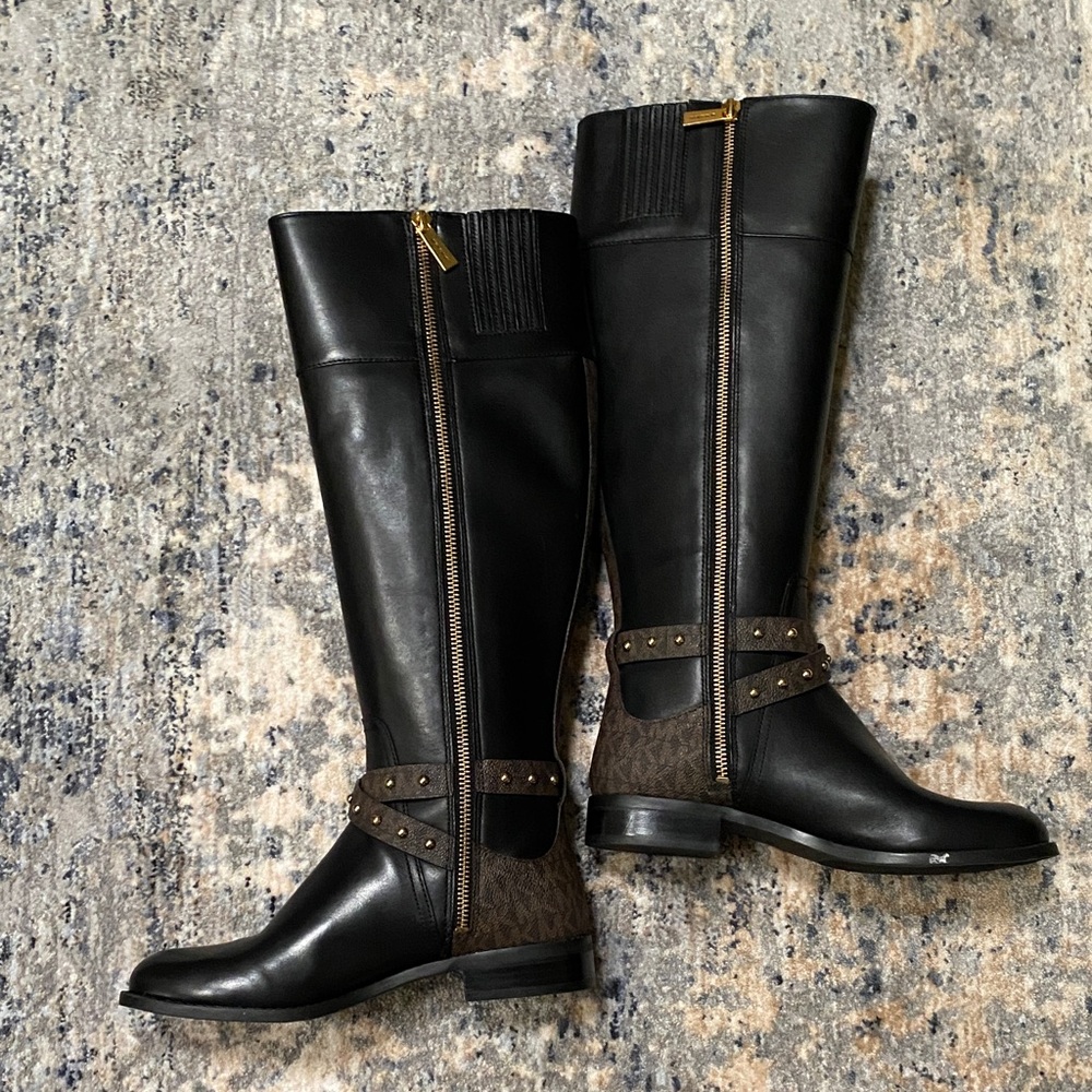 Michael Kors Black and Brown riding boots - Picture 2 of 6